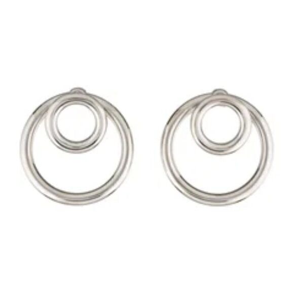 ALEXANDER WANG Silver Toned Large Double O-Ring Earrings. New! - Picture 1 of 13